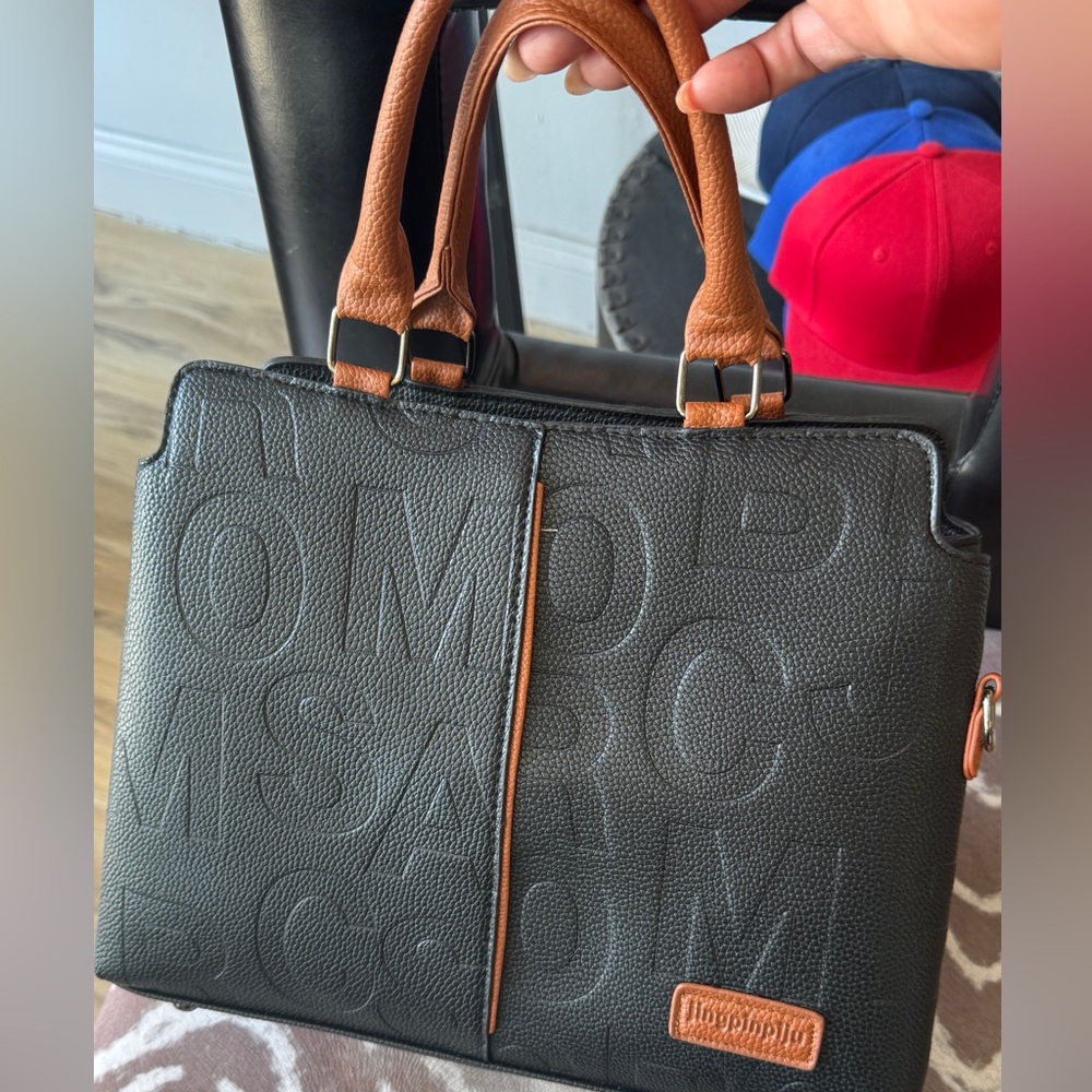 NWOT Black and Brown Embossed tote purse